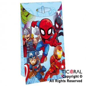 SUPER HEROES BOLSA PAPEL CON CIERRE x 8